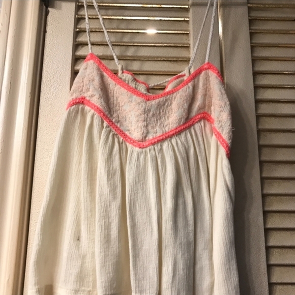 American Eagle Outfitters Cream and Pink Smocked Camisole Sz XS - Picture 2 of 5